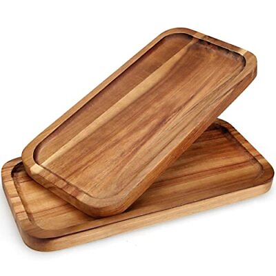 #ad 2 Pcs Rectangular Wooden Platters for Food Party Decorative Small 12quot; x 6quot; $40.20