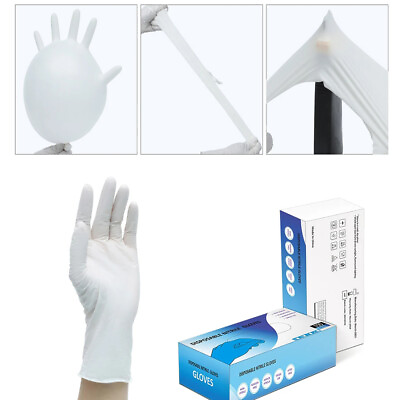 #ad 100pcs Flexible Nitrile Gloves Mechanical Chemical Food Disposable Gloves White $20.23