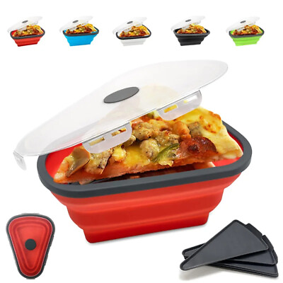 #ad Pizza Pack Storage Container Reusable Box Foldable Triangular Microwavebable Box $10.79