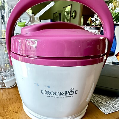 #ad Travel Crock Pot Food Warmer Heat Hot Lunch Portable Pink White Electric Carrier $18.99