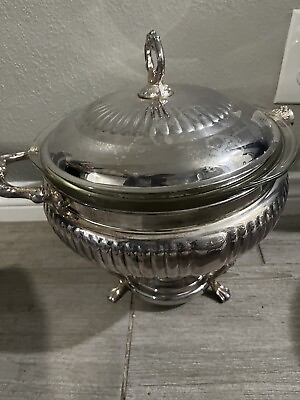 #ad Vintage Sheridan Silver Plated 4 pc. Chafing Dish. 1 Handle Missing $199.00