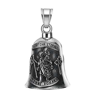 #ad St. Christopher Guardian Bell Motorcycle Lucky Bell Stainless Steel Ride Bell $7.91