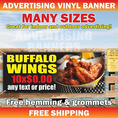 #ad BUFFALO WINGS Advertising Banner Vinyl Mesh Sign hot chicken legs food buffet $219.95