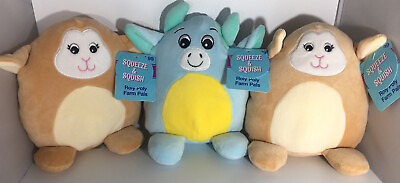 Set of 3 Easter Plush Poly FARM PALS Squeeze amp; Squish 2 LAMBS Cute BULL 8quot; $12.50