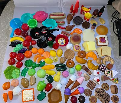 #ad 150pc Pretend Play Food Kids Toys Lot Fruit Bread Vegetables Pans Fries amp; More $11.00
