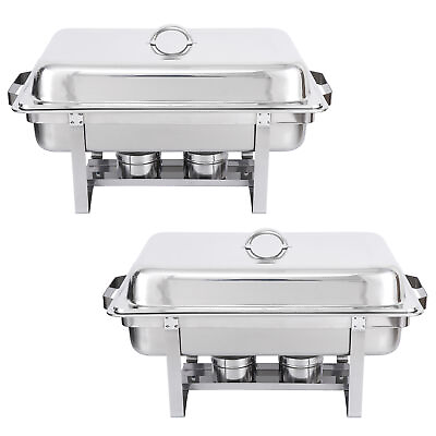 #ad Chafing Dish Buffet Set 8Qt Stainless Steel Full Size Chafer Dish w Fuel Holder $222.58
