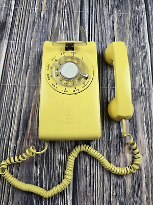 #ad Vintage Western Electric ATamp;T Yellow Rotary Wall Phone Untested $48.99