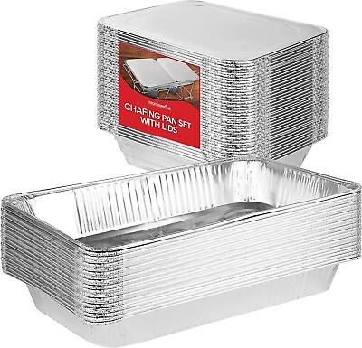 #ad Chafing Dish Buffet Set with Cover Disposable 21X13 5Pack. 9X13 amp; Lids 10pack $56.99
