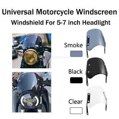 Motorcycle Headlight Windshield Windscreen Universal For 5 7#x27;#x27; Round Headlight $18.99