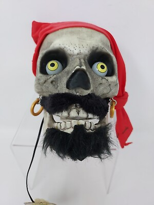 #ad VTG Seasonal Visions Spooky Hanging Animated Pirate Skull Halloween Prop READ $25.99