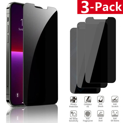 3 Pack for iPhone 14 13 12 11 Pro Max X Privacy Tempered Glass Screen Protector $8.25