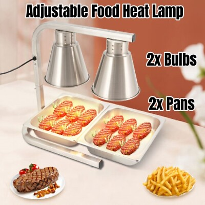 #ad 2 Bulb Heat Lamp Food Warmer Commerial Fry Warmer 2 Pan Food Warming Station $97.76