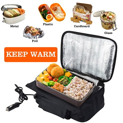 #ad Car Lunch Box Bag Container Car Portable Electric Food Warmer Heating Oven Black $20.99