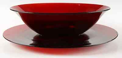 #ad Vtg. Anchor Hocking Royal Ruby Salad Bowl With Underplate Set #3419 Free Ship $94.95