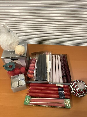 #ad Large Candle Lot Assorted 43 Candles Nice Variety of Holiday Colors Types $35.00