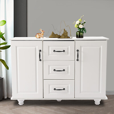 #ad #ad 2 Doors 3 Drawers Storage Cabinet Sideboard Buffet Kitchen Cupboard Pantry White $184.00