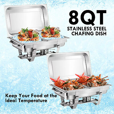 #ad Chafing Dish Buffet Set Stainless Steel Food Warmer Chafer Complete Set 8QT Half $68.99