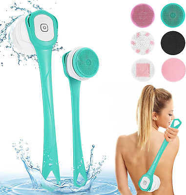 #ad Electric Body Bath Brush Rechargeable Electric Body Scrubber Back Brush Long H $34.48