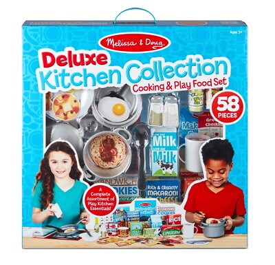 Melissa amp; Doug Deluxe Kitchen Collection Cooking amp; Play Food Set – 58 Pieces $26.55