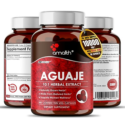Aguaje Fruit Extract Powder 10000mg Capsules 90 Pills Booty Bigger Breast $14.27