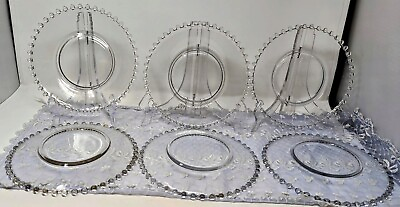 #ad 6 vintage Imperial Candlewick salad luncheon plates 8 1 4quot; 400 5D beaded edge $30.00