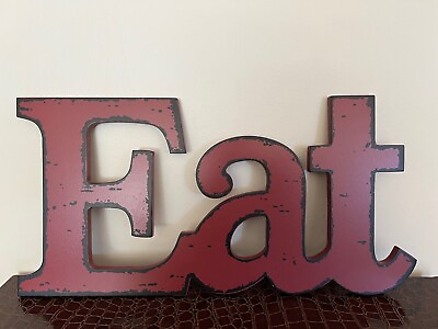 #ad Red Eat Wood Wall Decor Hanging Sign Chic MDF Wood Kitchen Decoration Bar Gifts $23.80