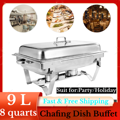 #ad Chafing Dish Buffet Set Stainless Steel Chafer Square Buffet Food Warm Container $38.99