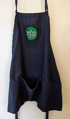 #ad Whole Foods Market Embroidered Employee Navy Blue Apron Uniform $20.00