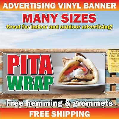 PITA WRAP Advertising Banner Vinyl Mesh Sign food buffet bar restaurant chicken $219.95