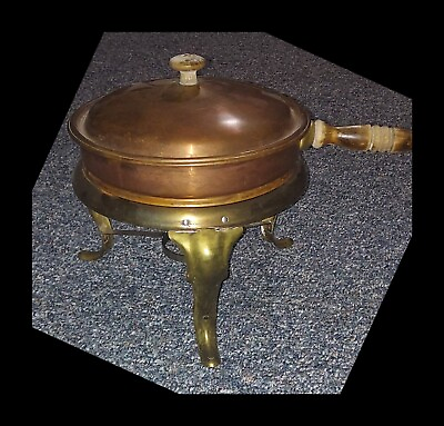 #ad #ad Vintage Copper And Brass Chafing Dish Food Warmer Mid Century READ $18.99