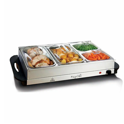 #ad Buffet Server and Food Warmer with 4 Sectional Trays Removable Megachef Heated $60.93
