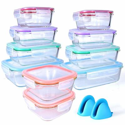 20 Piece Glass Food Storage Airtight amp; Leakproof Containers Set Snap Lock Lids $35.95