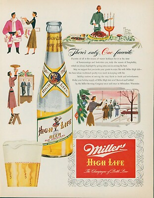 #ad 1951 Miller High Life Man Dressed Santa Mistletoe Buffet Candle Vtg Print Ad LO7 $13.19