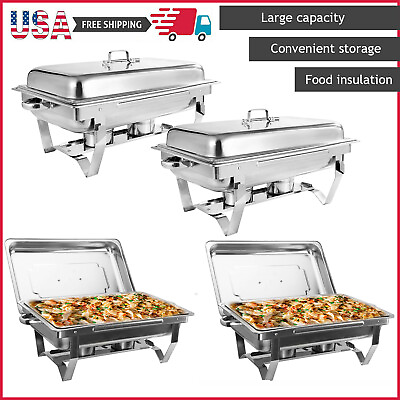 Stainless Steel Buffet Set Chafing Dish Rectangular Chafers Full Size Buffet $119.89