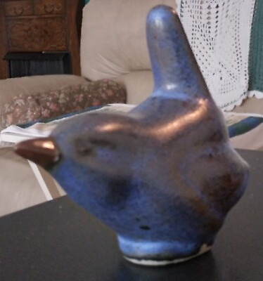 Vintage Pigeon Forge Pottery 3quot; Blue Wren Bird Signed $39.95