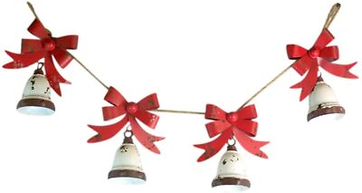 #ad #ad Distressed Painted Metal Jingle Bell Garland 35 Inch $18.66