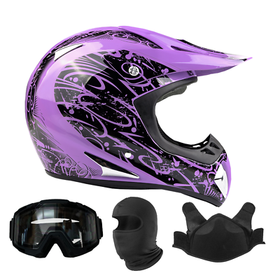 #ad #ad Adult Snocross Combo Purple Snowmobile Helmet Breath Box Goggles Balaclava DOT $100.00