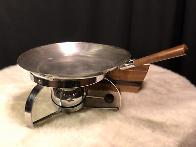 #ad Vintage MCM round 12” chafing pan dish banquet dinner party Rare Find $61.60