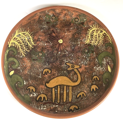 #ad Seminario Deer Hand Painted Clay Pottery Plate Made in Peru Wall Hanging 9.5quot; $15.00