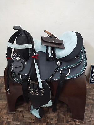 #ad Synthetic Western Barrel Racing Trail Horse Tack Saddle All Size With Mobile bag $328.99