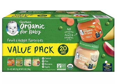 #ad Gerber 1St Foods Organic Baby Food Fruit amp; Veggie Value Pack 4 Oz. 20 Ct. $49.99