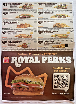 #ad Burger King Coupon Savings Sheet New Exp 5 5 2024 YUUUUMMMM $1.75