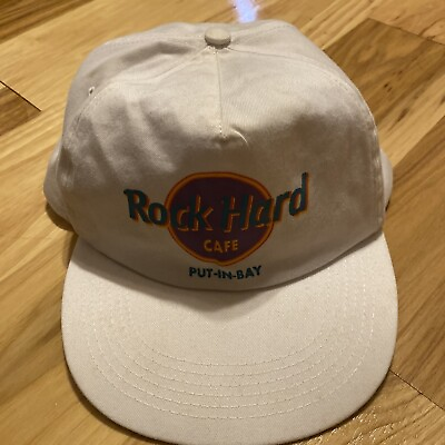 #ad Vintage Rock Hard Cafe Put In Bay White SnapBack six panel Hat OSFA $10.97