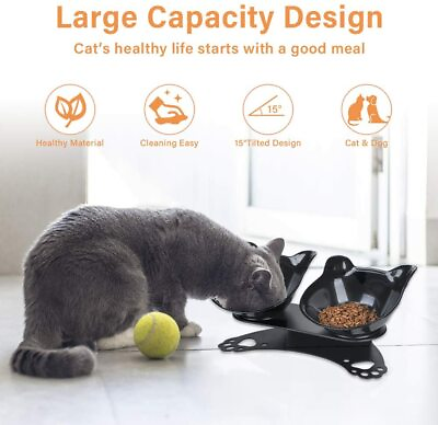 Elevated Double Cat Dog Bowls for Food and WaterTilted Cat Food Bowls w Stand $11.99