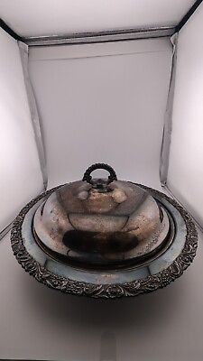 #ad Vintage E.G. Webster amp; Son Electroplated Nickel Silver Chafing Dish $35.00