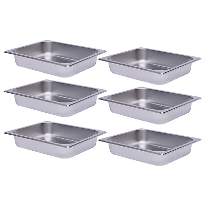 #ad 6pcs Food Warmer Steam Pans Countertop Rectangle Chafing Dish Buffet Server Set $33.25