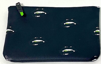 Makeup Bag Purse Pouch Vampire Mouth With Green Lipstick Zipper Pull New $9.00