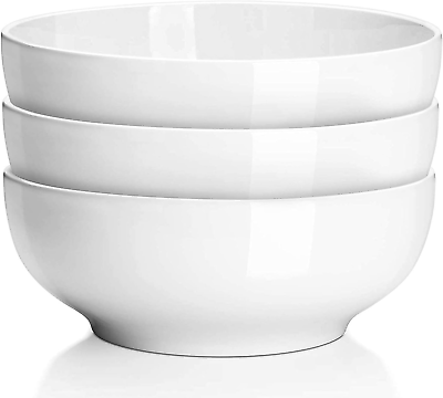 #ad 60 Oz Large Serving Bowls Set 8quot; White Soup Bowls Big Salad Bowls for Kitchen $43.74