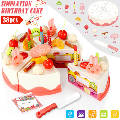 Toy Food Set 38 PCS Cutting amp; Decorating Birthday Cake Pretend Role Play Toys $9.49