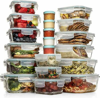 #ad Razab Set of 35 PC Glass and Plastic Food Storage Containers with Airtight Lids $49.99